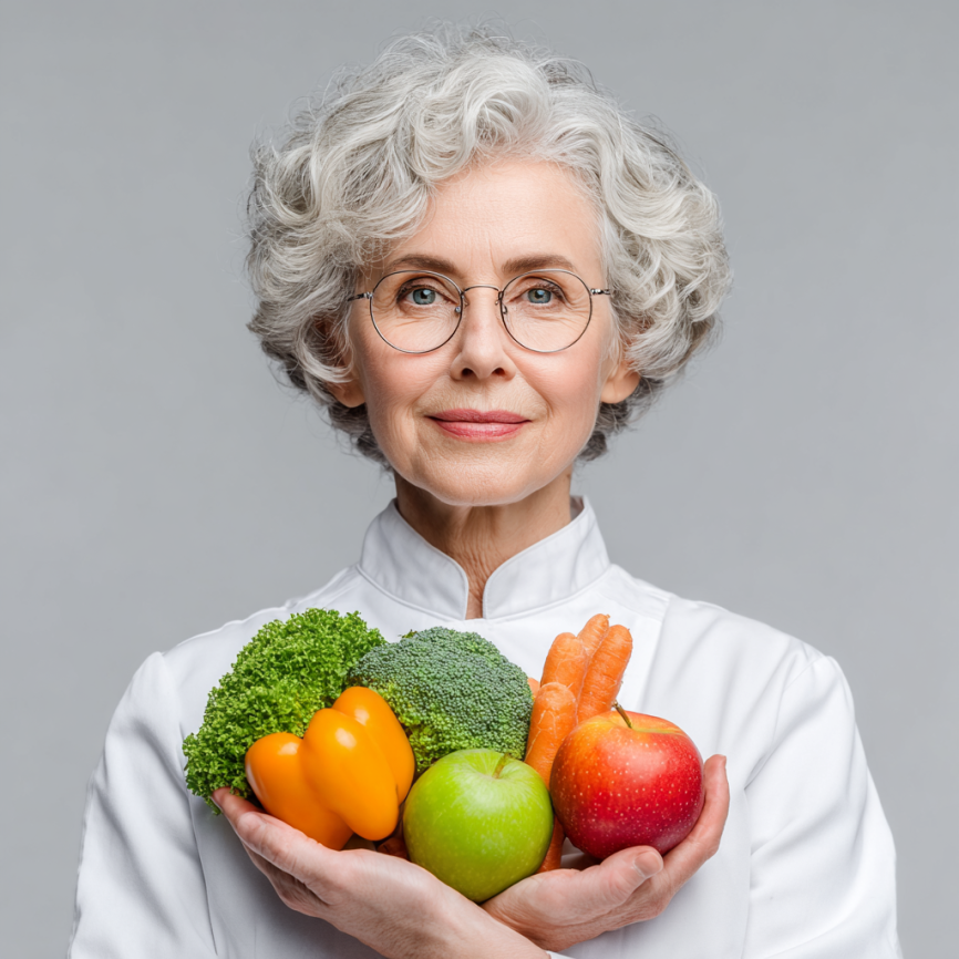 Літня пара з дієтологом обговорює план здорового харчування за столом